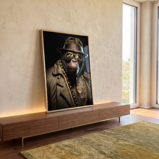 Quadro Decorativo Poderoso Gorila: Imponência Natural em ambiente decorado - quadros decorativos para sala