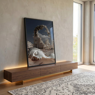 Quadro Decorativo - Serenidade em Preto e Branco em ambiente decorado - quadros decorativos para sala