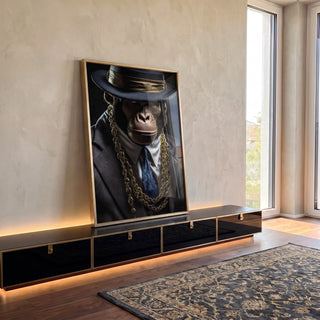 Quadro Decorativo Macaco Gangster - Arte Exclusiva para Transformar sua Decoração em ambiente decorado - quadros decorativos para sala
