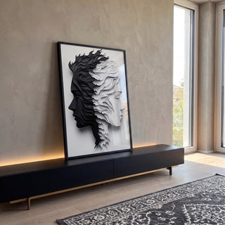Quadro Decorativo Duas Faces Preto e Branco em ambiente decorado - quadros decorativos para sala