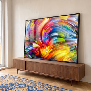 Quadro Decorativo Vibrante: Explosão de Cores Dançantes em ambiente decorado - quadros decorativos para sala