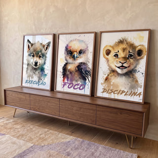 Quadro Decorativo Inspiração: Execução, Disciplina, Foco em ambiente decorado - quadros decorativos para sala