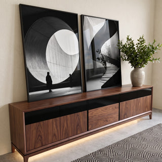 Quadro Decorativo Escada em uma Composição Arquitetônica Imponente em ambiente decorado - quadros decorativos para sala