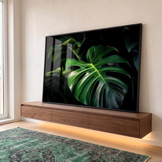 Quadro Decorativo Monstera Vibrante em ambiente decorado - quadros decorativos para sala