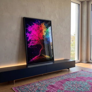 Quadro Decorativo Colorido Árvore da Vida em ambiente decorado - quadros decorativos para sala