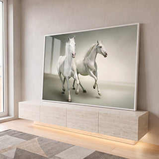 Quadro Decorativo Liberdade Equina: Inspiração e Força em ambiente decorado - quadros decorativos para sala