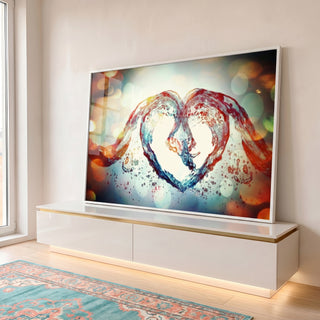 Quadro Decorativo Coração Cósmico: Inspiração Única em ambiente decorado - quadros decorativos para sala