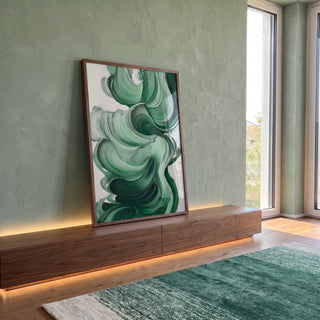 Quadro Decorativo Pincelada Serenidade Verde em ambiente decorado - quadros decorativos para sala