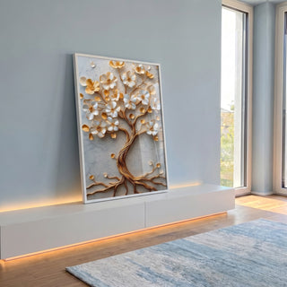 Quadro Decorativo A Beleza Eterna da Árvore da Vida em ambiente decorado - quadros decorativos para sala