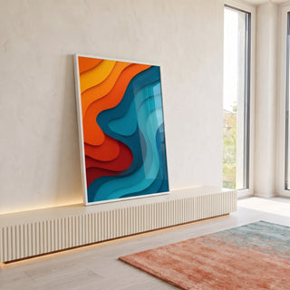 Quadro Decorativo Abstrato Vibrante em ambiente decorado - quadros decorativos para sala