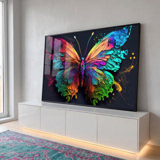Quadro Decorativo - Borboleta Vibrante: Um Toque de Natureza em ambiente decorado - quadros decorativos para sala