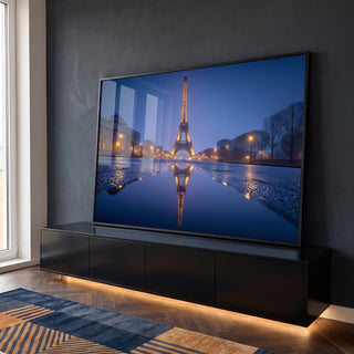 Quadro Decorativo Torre Eiffel Noturna em ambiente decorado - quadros decorativos para sala