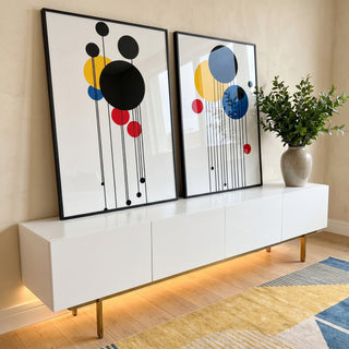 Quadro Decorativo Dança de Esferas Abstrato Moderno em ambiente decorado - quadros decorativos para sala