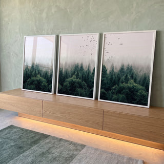 Quadro Decorativo: Refúgio Nebuloso e Pássaros Silenciosos em ambiente decorado - quadros decorativos para sala