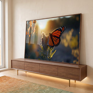 Quadro Decorativo Belíssima Borboleta Monarca em Jardim em ambiente decorado - quadros decorativos para sala