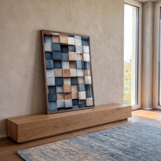 Quadro Decorativo Abstrato em Tons Claros em ambiente decorado - quadros decorativos para sala