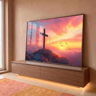Quadro Decorativo A Cruz Da Esperança em ambiente decorado - quadros decorativos para sala