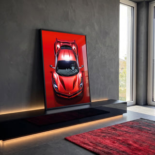 Quadro Decorativo Carro Ferrari F8 - Elegância e Estilo para sua Casa em ambiente decorado - quadros decorativos para sala