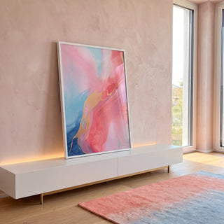 Quadro Decorativo Abstrato Primavera Doce - Elegância e Sofisticação para seu Ambiente em ambiente decorado - quadros decorativos para sala