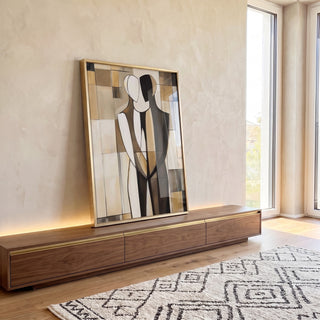 Quadro Decorativo Abstrato Casal em ambiente decorado - quadros decorativos para sala