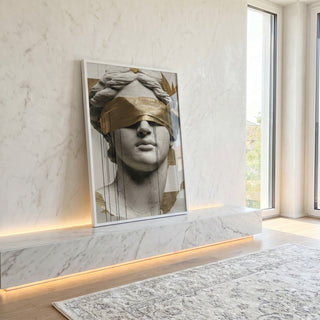Quadro Decorativo Serenity em Mármore Dourado em ambiente decorado - quadros decorativos para sala