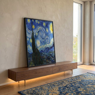 Quadro Decorativo Noite Estrelada Magia Celestial em ambiente decorado - quadros decorativos para sala