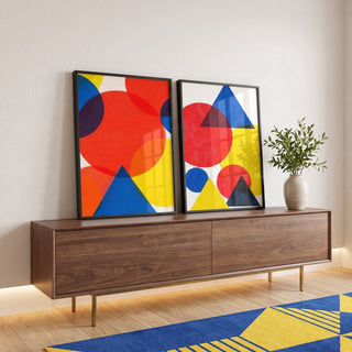Quadro Decorativo Geometria Vibrante em ambiente decorado - quadros decorativos para sala