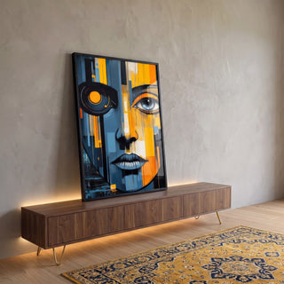 Quadro Decorativo Rosto Artístico - Estilo Contemporâneo para Sua Decoração em ambiente decorado - quadros decorativos para sala