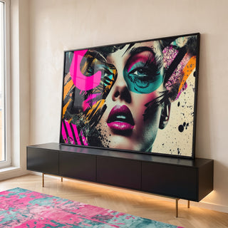 Quadro Decorativo Abstrato Mulher em ambiente decorado - quadros decorativos para sala