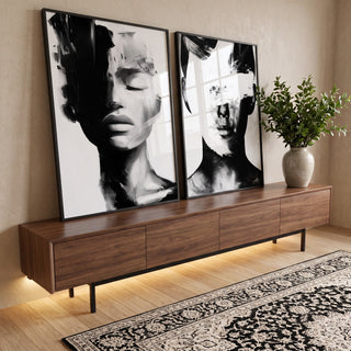 Quadro Decorativo Dualidade em Preto e Branco em ambiente decorado - quadros decorativos para sala