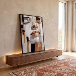 Quadro Decorativo Abstrato Rostos da Alma em ambiente decorado - quadros decorativos para sala