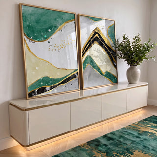 Quadro Decorativo Harmonia Verdejante: Magia Abstrata em ambiente decorado - quadros decorativos para sala