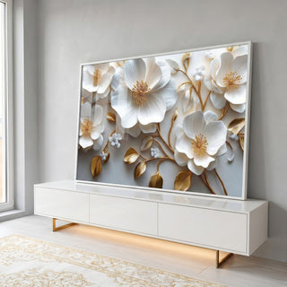 Quadro Decorativo Floral Sereno em ambiente decorado - quadros decorativos para sala