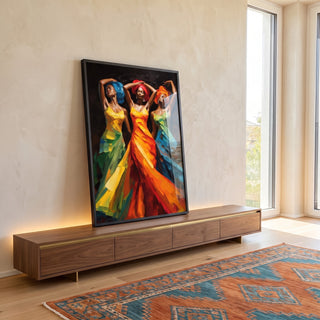 Quadro Decorativo Afro Contemporâneo Beleza em Cores em ambiente decorado - quadros decorativos para sala