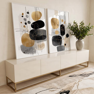 Quadro Decorativo Abstrato Dual Elegante em ambiente decorado - quadros decorativos para sala