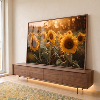 Quadro Decorativo Girassol: Brilho Solar Intenso em ambiente decorado - quadros decorativos para sala