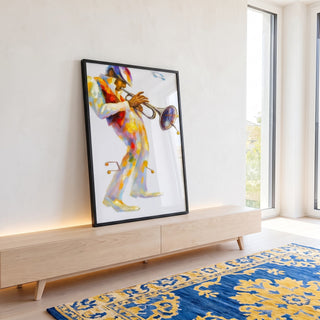 Quadro Decorativo Músico Vibrante em Ação em ambiente decorado - quadros decorativos para sala