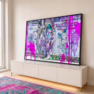 Quadro Decorativo Dinheiro Abstrato: Prosperidade em Cores em ambiente decorado - quadros decorativos para sala