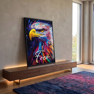 Quadro Decorativo Águia Colorida - Arte Moderna para Transformar seu Espaço em ambiente decorado - quadros decorativos para sala