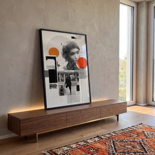 Quadro Decorativo Minimalista Enigmático Moderno em ambiente decorado - quadros decorativos para sala