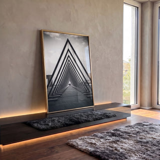 Quadro Decorativo Exclusivo: Ponte Urbana e Reflexões em ambiente decorado - quadros decorativos para sala