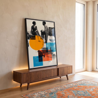 Quadro Decorativo Diálogo Vibrante do Casal em ambiente decorado - quadros decorativos para sala