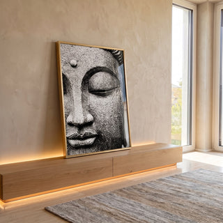 Quadro Decorativo Serenidade Budista: Uma Paz Profunda em ambiente decorado - quadros decorativos para sala