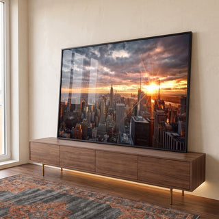 Quadro Decorativo Crepúsculo Urbano de Nova Iorque em ambiente decorado - quadros decorativos para sala