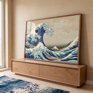 Quadro Decorativo: A Grande Onda - Toque de Exclusividade em ambiente decorado - quadros decorativos para sala