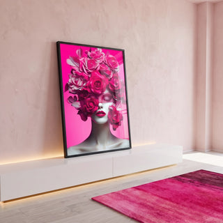 Quadro Decorativo Elegante Mulher com Flores em ambiente decorado - quadros decorativos para sala