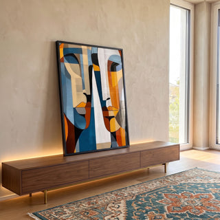 Quadro Decorativo Conexão Geométrica em ambiente decorado - quadros decorativos para sala