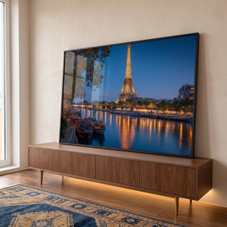 Quadro Decorativo Torre Eiffel Noturna em ambiente decorado - quadros decorativos para sala