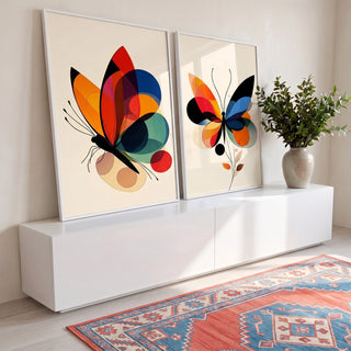 Quadro Decorativo Dupla de Borboletas em Harmonia em ambiente decorado - quadros decorativos para sala