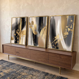 Quadro Decorativo Abstrato Luxo 3 Painéis em ambiente decorado - quadros decorativos para sala